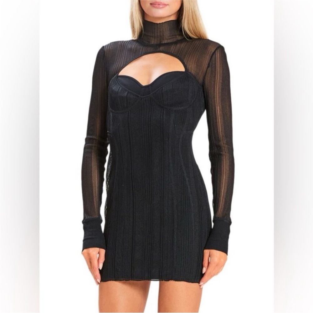 GORGEOUS Herve Leger Semi-Sheer Mesh Mini 🖤♠️🎱